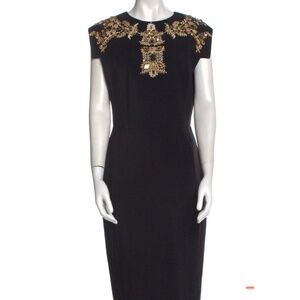 Antonio Berardi Black Dress with Embellished Gold Accents Size 8/ It44